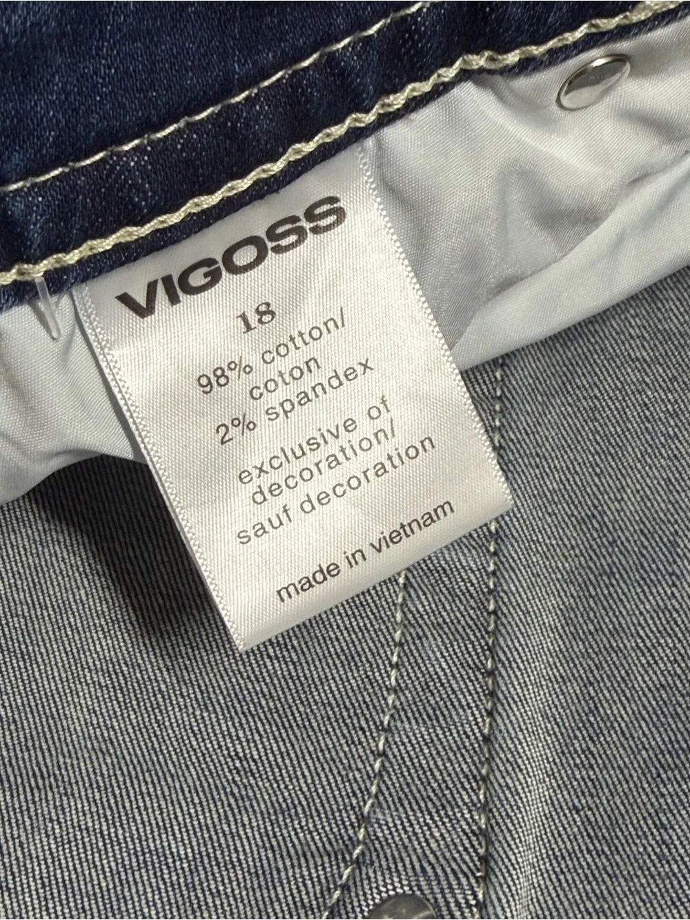 Vigoss Womens Size 18 Bermuda Denim Shorts Embellished Cuffed Stretch Jeans NWT
